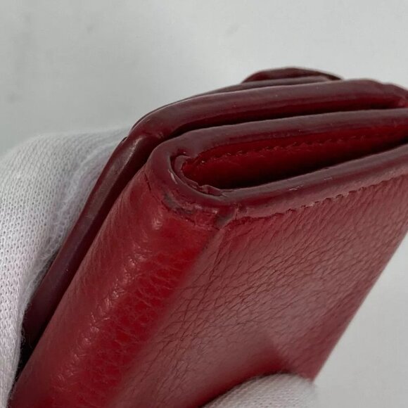 PRADA 1MH021 logo CompactWallet Trifold wallet Leather Red/Gold - Picture 3 of 13